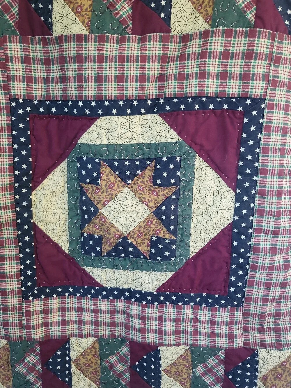 Vintage Patchwork Countrycore Quilted Pillowshams 24 x 30 Set Of 2